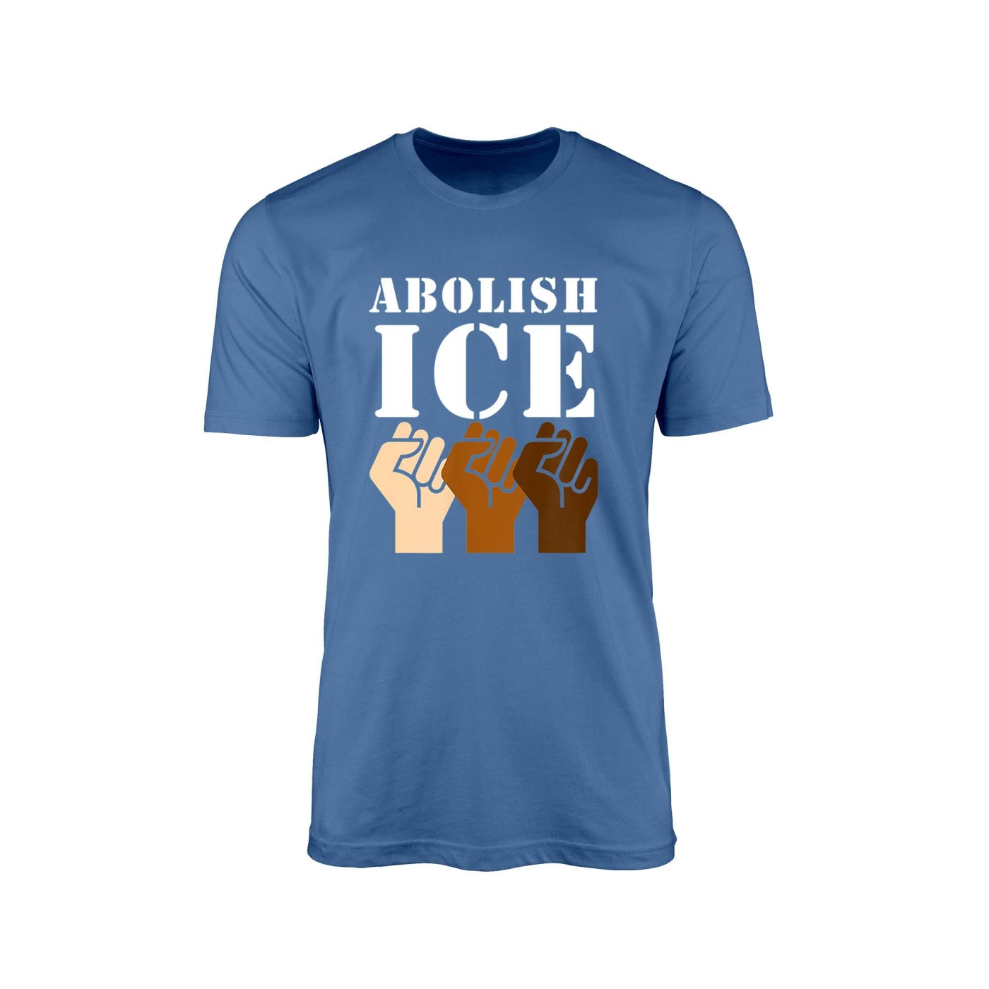 Abolish ICE" T-Shirt with All-Race Fist – Solidarity & Justice Edition