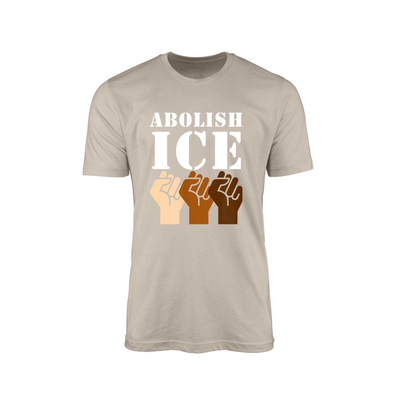 Abolish ICE" T-Shirt with All-Race Fist – Solidarity & Justice Edition