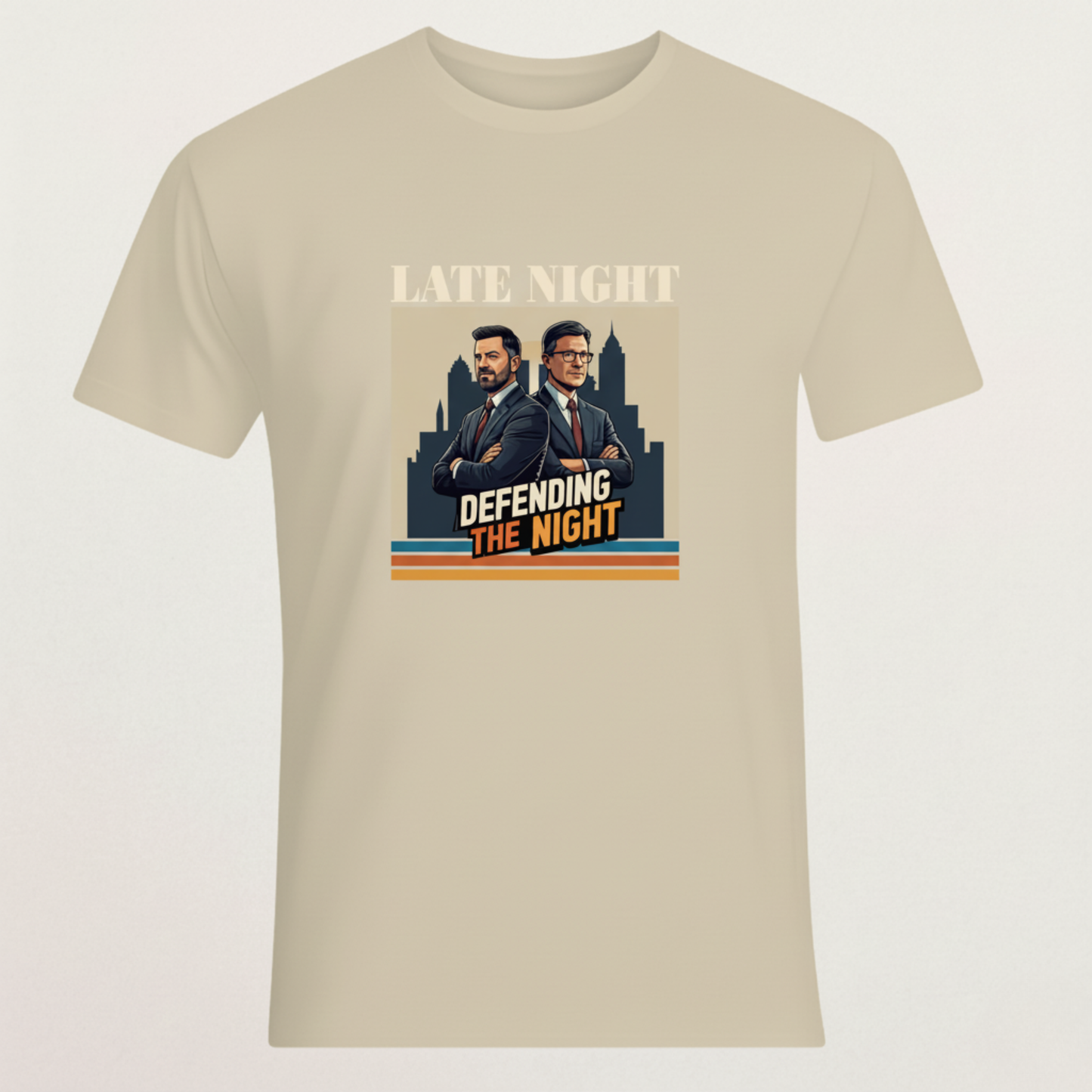Defending The Night" Late Night Show Parody T-Shirt | Comedy Fan Merch | Retro TV Style Tee