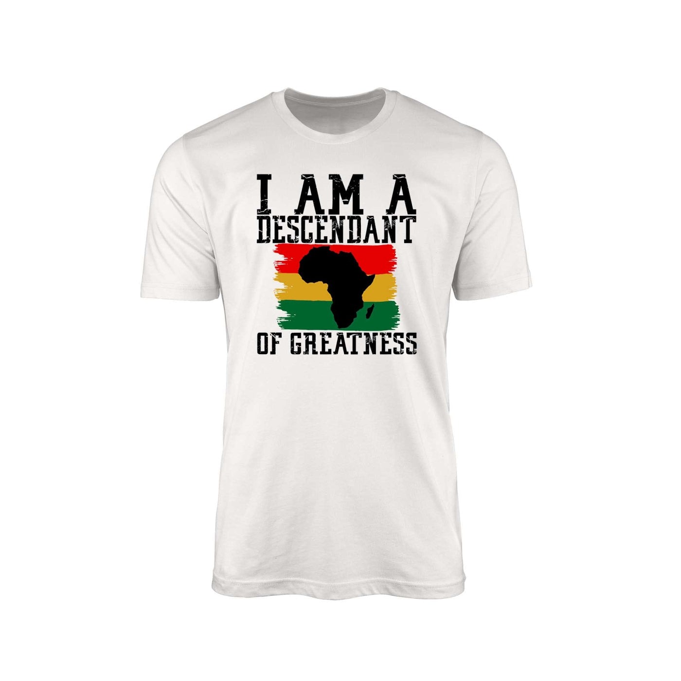 I Am a Descendant of Greatness" T-Shirt – African Map in Pan-African Colors