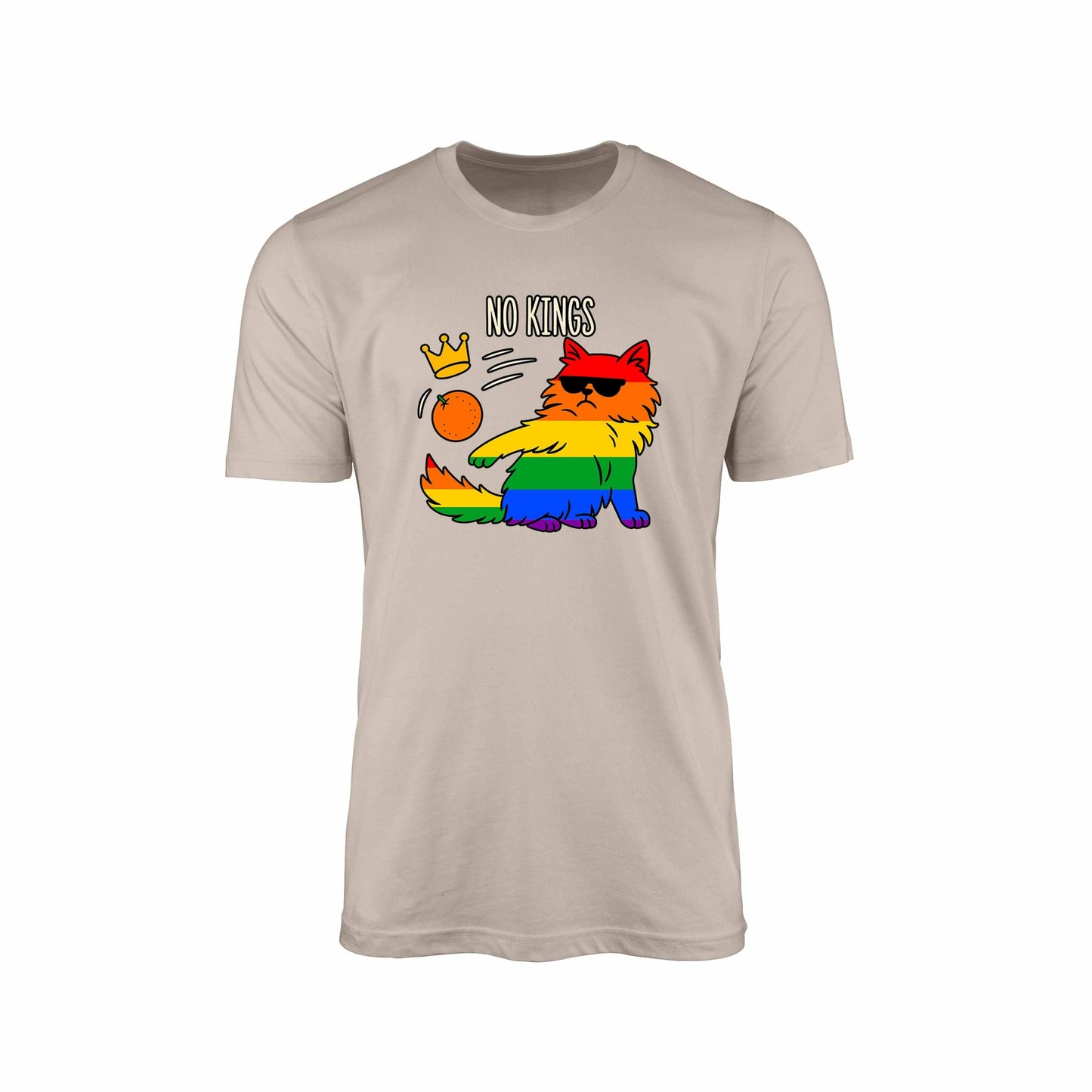 No Kings" T-Shirt – Rainbow Cat Rebellion Edition