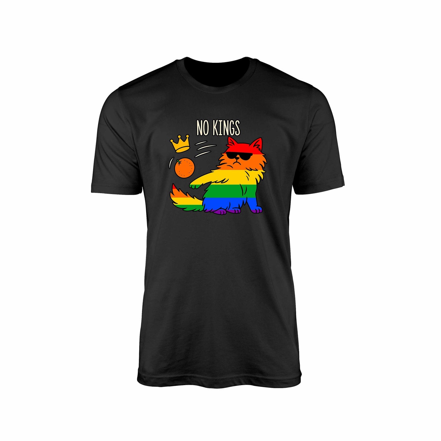 No Kings" T-Shirt – Rainbow Cat Rebellion Edition
