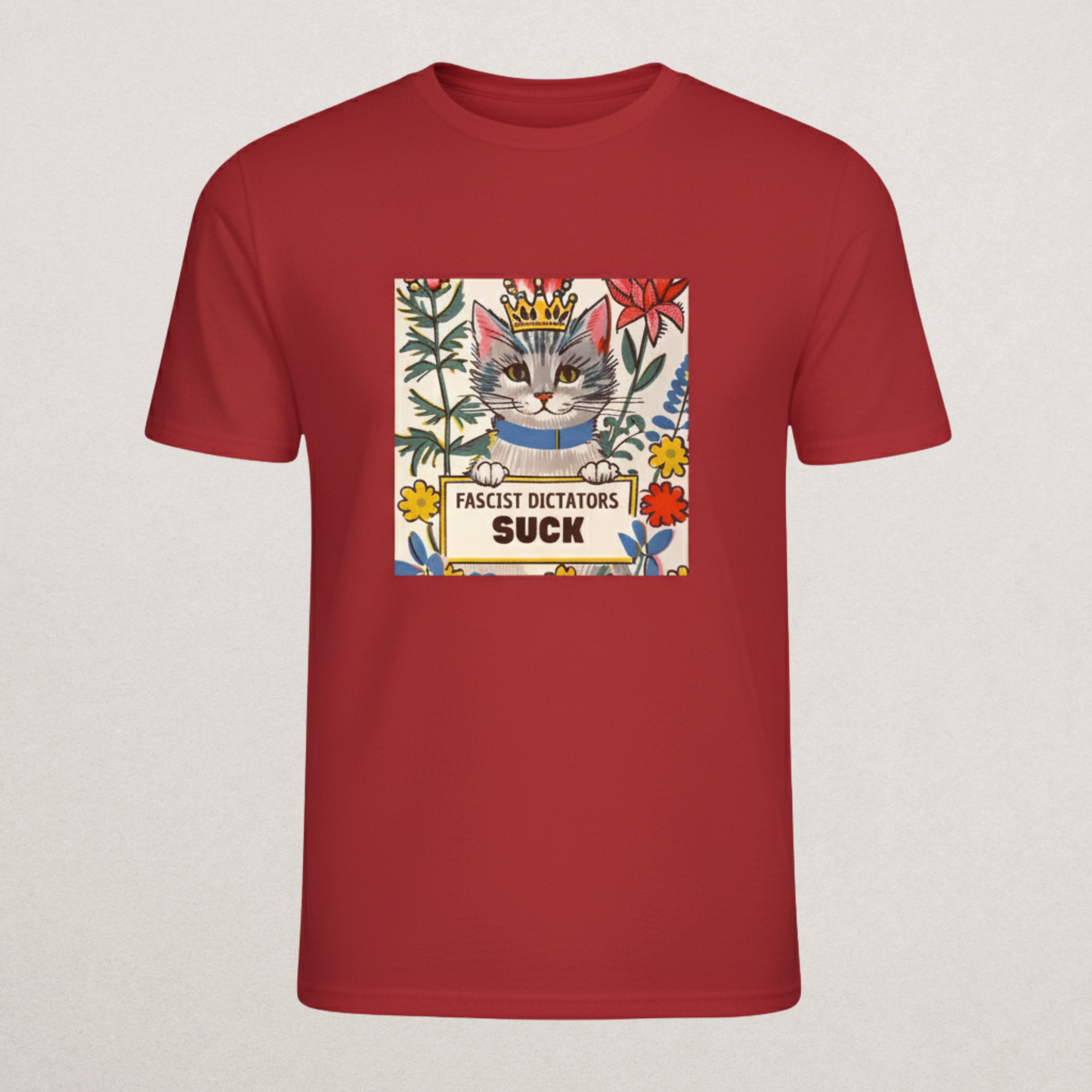 "FASCIST DICTATORS SUCK" Cat T-Shirt | Cute Anti-Fascist Protest Tee | Anti-Authoritarian Kitten Merch
