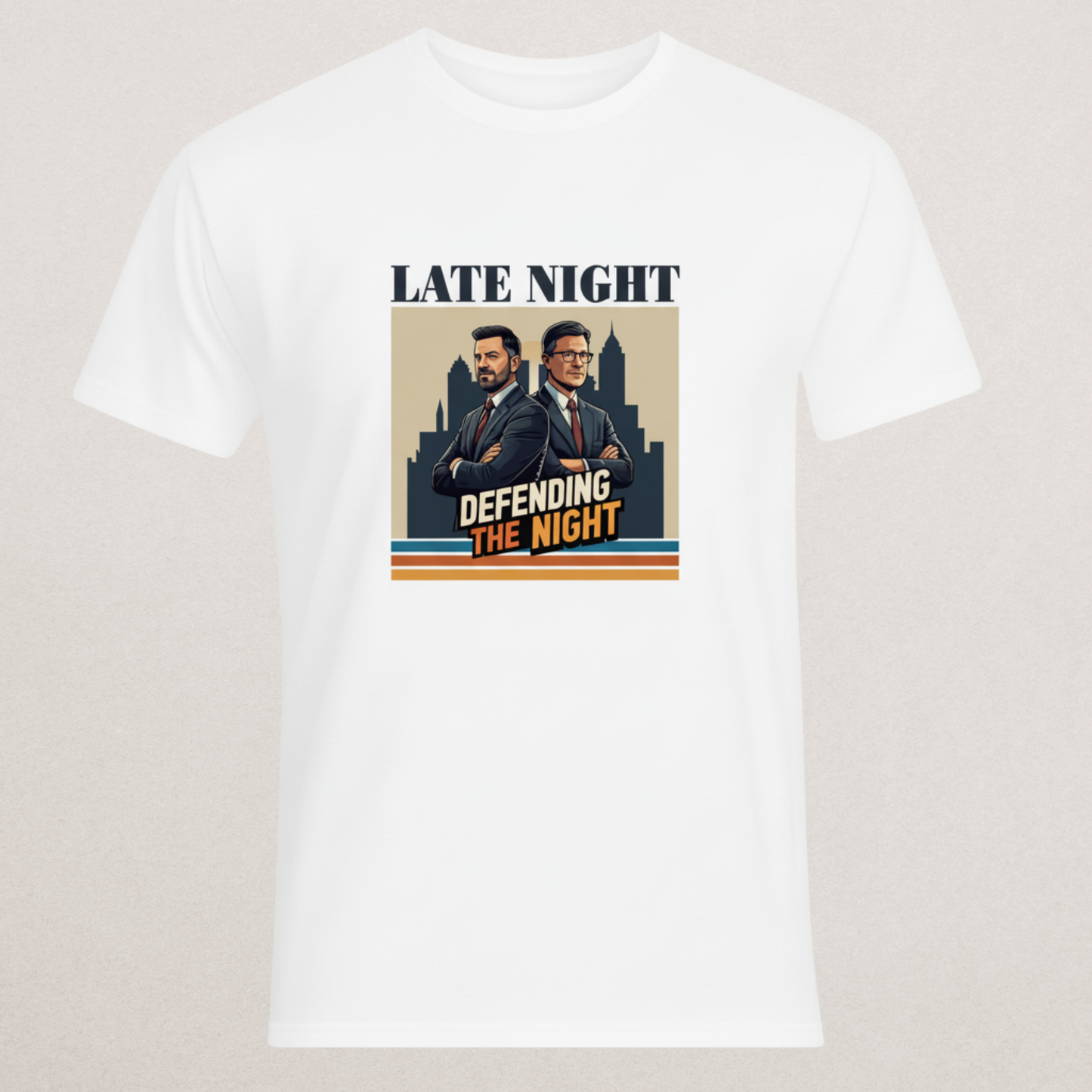 Defending The Night" Late Night Show Parody T-Shirt | Comedy Fan Merch | Retro TV Style Tee