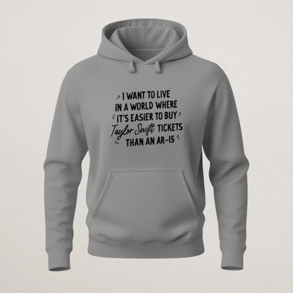 Viral Taylor Swift Tickets vs. AR-15 Hoodie | Gun Reform Statement Sweatshirt | Concert Fan Merch