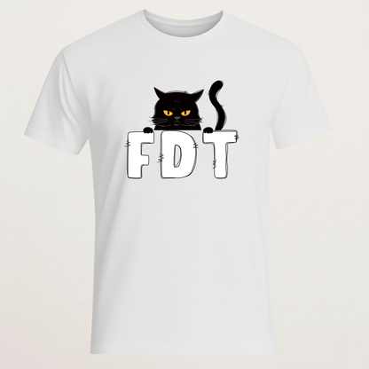 Angry Black Cat "FDT" Statement T-Shirt - Sarcastic Acronym Tee