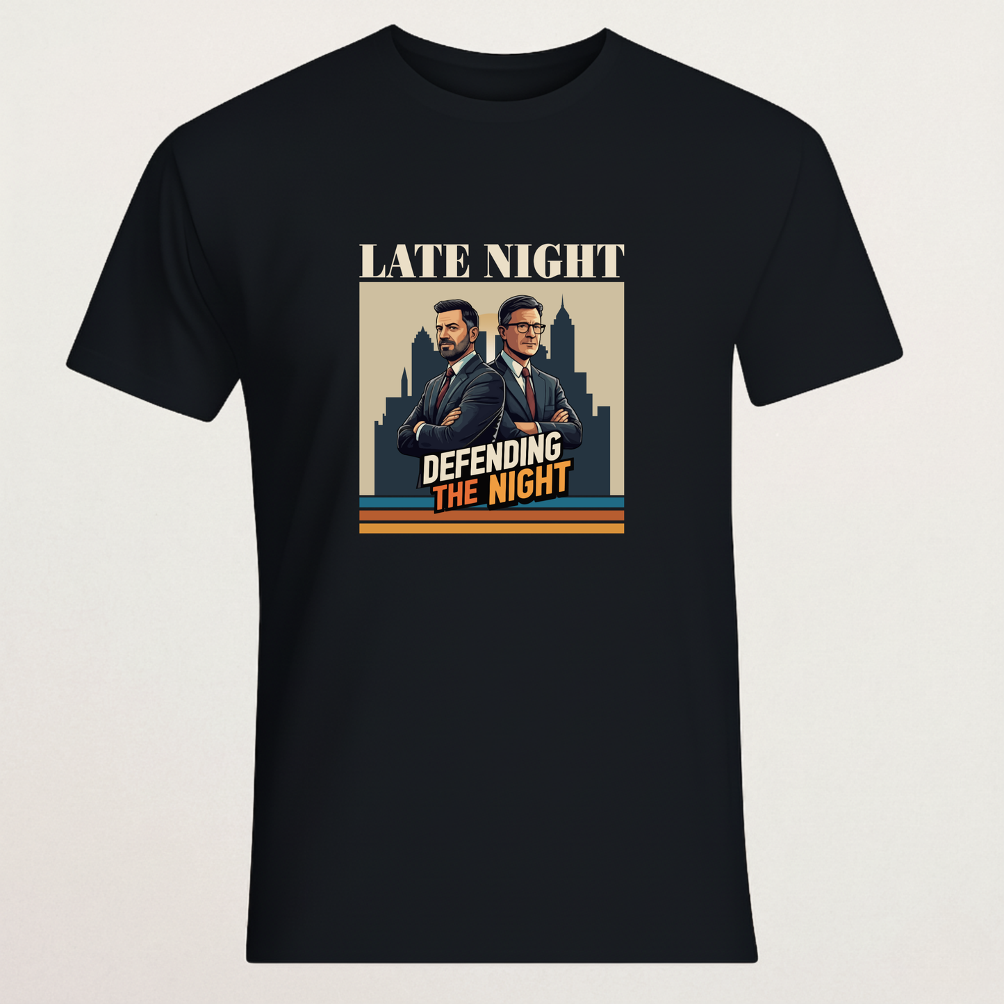 Defending The Night" Late Night Show Parody T-Shirt | Comedy Fan Merch | Retro TV Style Tee
