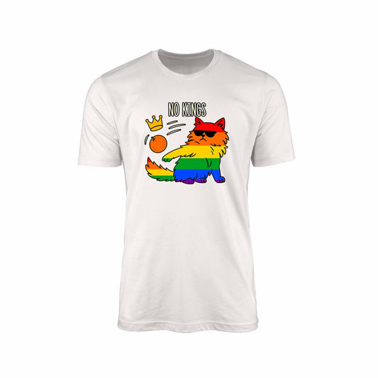 No Kings" T-Shirt – Rainbow Cat Rebellion Edition