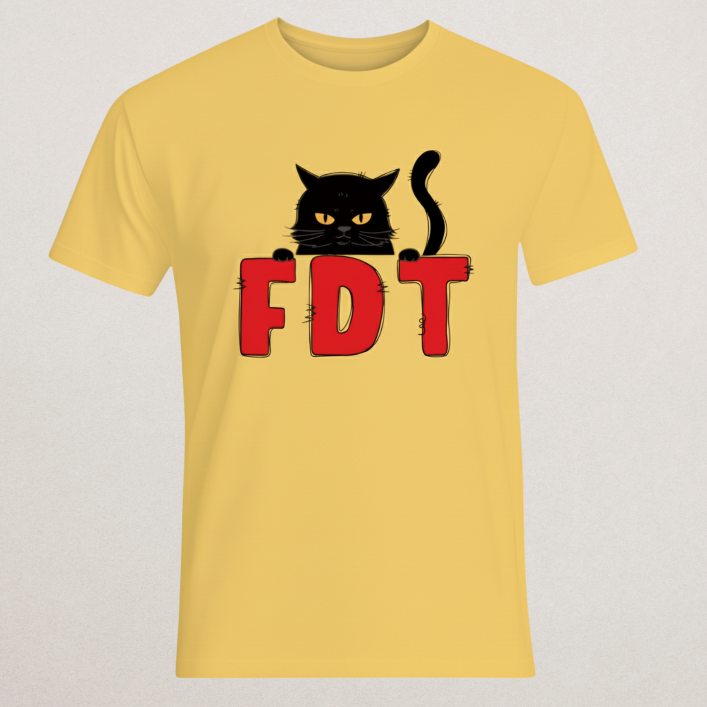 Angry Black Cat "FDT" Meme T-Shirt - Funny Acronym Tee