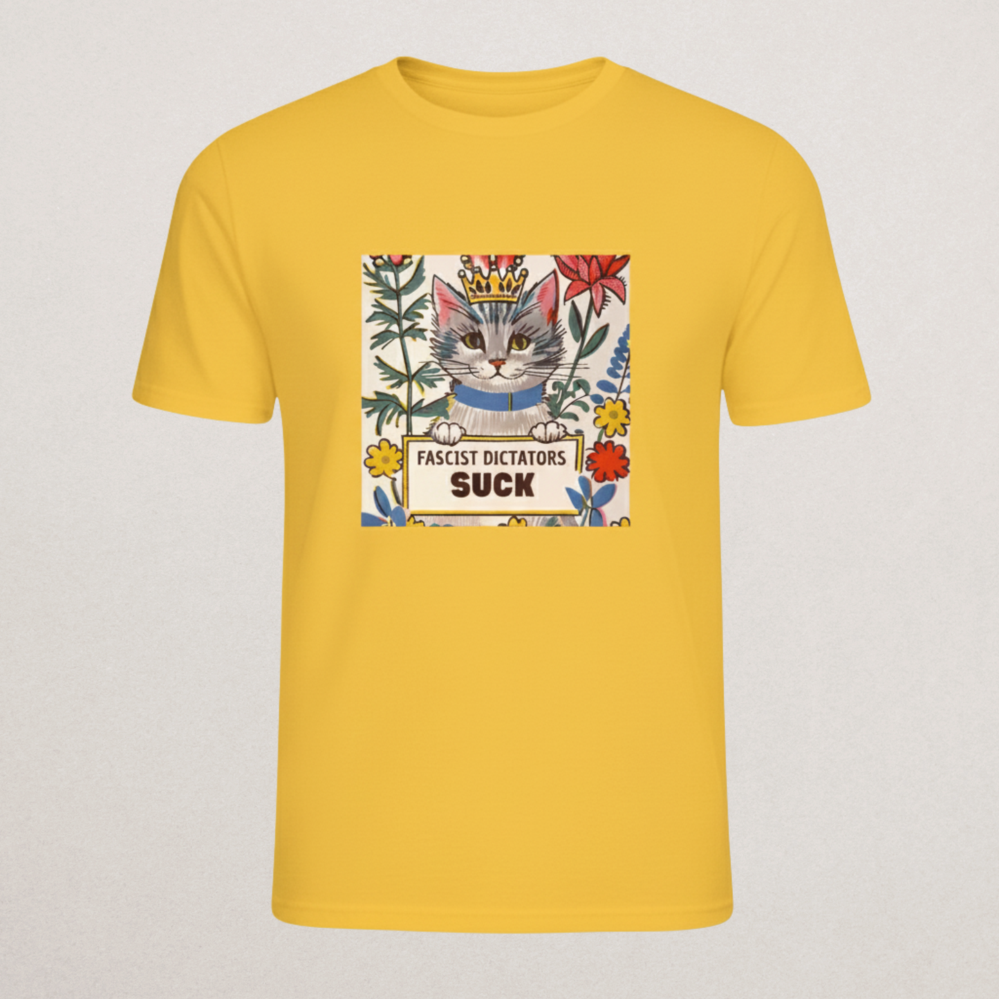 "FASCIST DICTATORS SUCK" Cat T-Shirt | Cute Anti-Fascist Protest Tee | Anti-Authoritarian Kitten Merch