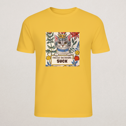 "FASCIST DICTATORS SUCK" Cat T-Shirt | Cute Anti-Fascist Protest Tee | Anti-Authoritarian Kitten Merch