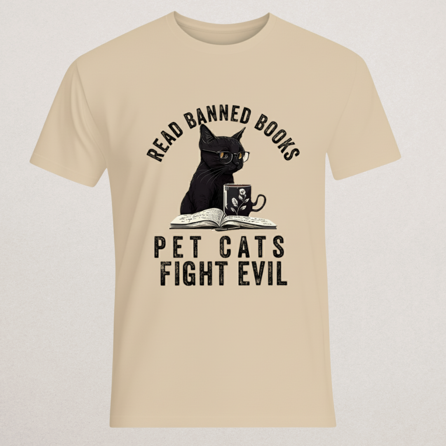 "Read Banned Books" Cat T-Shirt - Literary Activism Tee