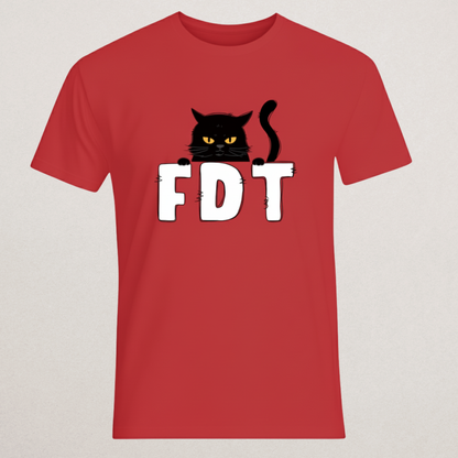 Angry Black Cat "FDT" Statement T-Shirt - Sarcastic Acronym Tee