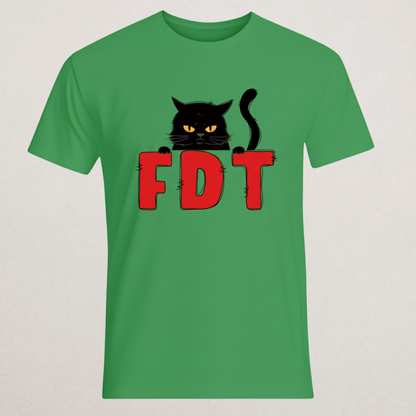 Angry Black Cat "FDT" Meme T-Shirt - Funny Acronym Tee