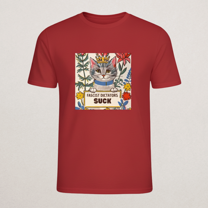 "FASCIST DICTATORS SUCK" Cat T-Shirt | Cute Anti-Fascist Protest Tee | Anti-Authoritarian Kitten Merch