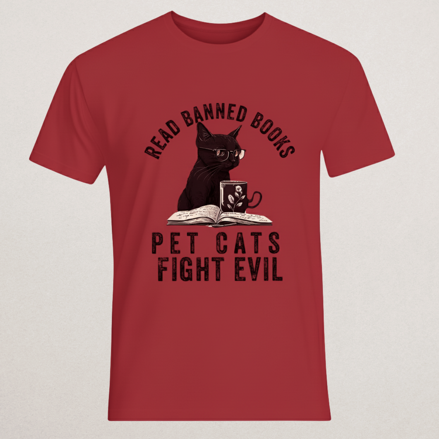"Read Banned Books" Cat T-Shirt - Literary Activism Tee
